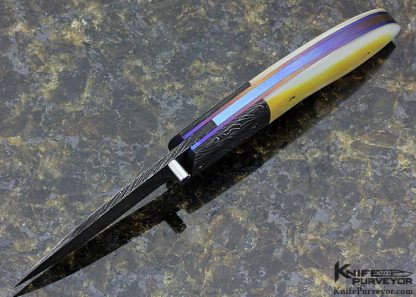 Michael Fong Custom Knife South Sea Goldlip Pearl & Damascus Linerlock - Image 5