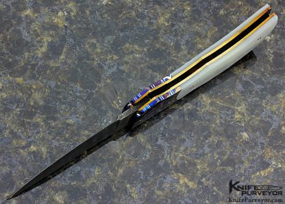 Ralph Turnbull Custom Knife Mother of Pearl & Damascus Lockback - Image 5