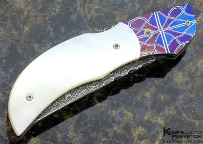 Ralph Turnbull Custom Knife Mother of Pearl & Damascus Lockback - Image 3