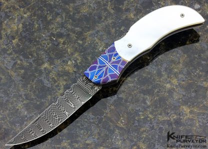 Ralph Turnbull Custom Knife Mother of Pearl & Damascus Lockback