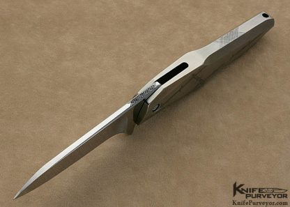 Gustavo T. Cecchini Custom Knife One of a Kind Flipper Engraved by Jeff Harkins - Image 6