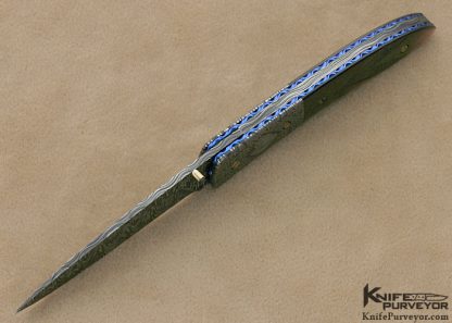 Cliff Parker Custom Knife Sole Authorship Mosaic Damascus & Carved Black Lip Tahitian Pearl Shell Linerlock - Image 5