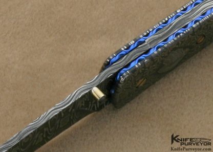 Cliff Parker Custom Knife Sole Authorship Mosaic Damascus & Carved Black Lip Tahitian Pearl Shell Linerlock - Image 4