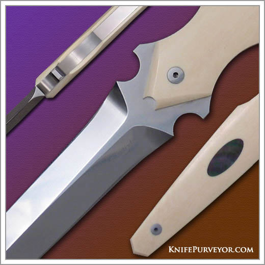 Jeff Harkins' Custom Knife: Pre Ban Elephant Ivory with Blacklip Pearl Inlay Dagger - Image 2