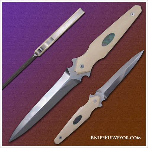 Jeff Harkins' Custom Knife: Pre Ban Elephant Ivory with Blacklip Pearl Inlay Dagger