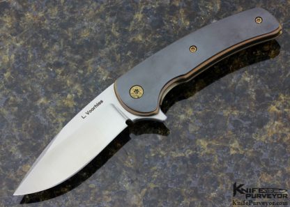 Les Voorhies Custom Knife Model 13 Zirconium and Brass Linerlock Flipper
