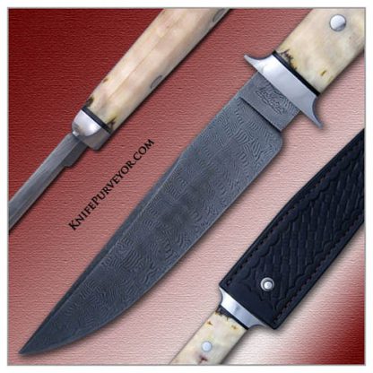 Shawn McIntyre's Custom Knife: Sole Authorship Damascus and Rams Horn Fighter - Image 2