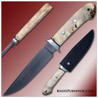 Shawn McIntyre's Custom Knife: Sole Authorship Damascus and Rams Horn Fighter