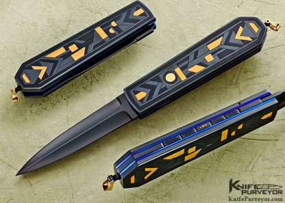 Jim & Joyce Minnick Custom Knife Art Deco Engraved Automatic