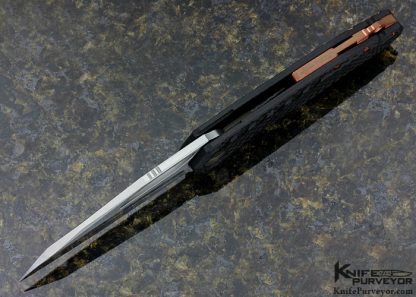 Marfione Custom Knives Deryk Munroe "Sigil" with Carbon Fiber Flipper with Copper Hardware with Original bag, Zipper Case, Box and COA - Image 5