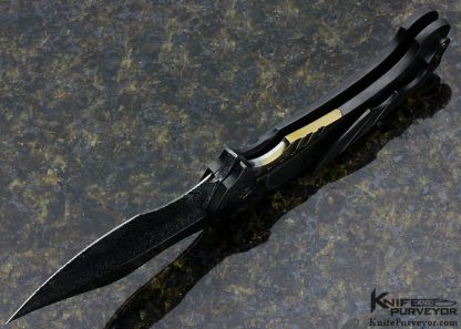 Ron Best Custom Knife Flipper with Damasteel Blade, Carbon Fiber and Zirconium - Image 4