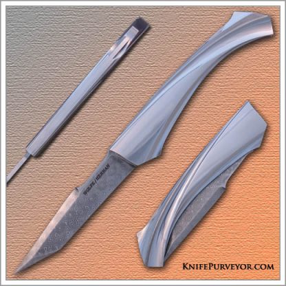 Wolfgang Loerchner and Tim Herman Collaboration Custom Knife: Advanced Tanto Lockback with "Raindrop" Damascus