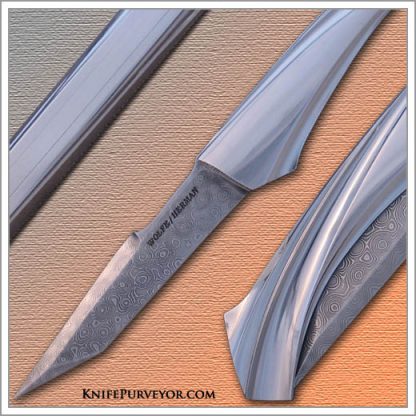 Wolfgang Loerchner and Tim Herman Collaboration Custom Knife: Advanced Tanto Lockback with "Raindrop" Damascus - Image 2