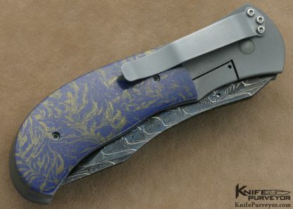 Aaron Frederick Custom Knife Larry Donnelly Damascus & M-3 (Stealth Bomber Skin) Scimitar Framelock - Image 3
