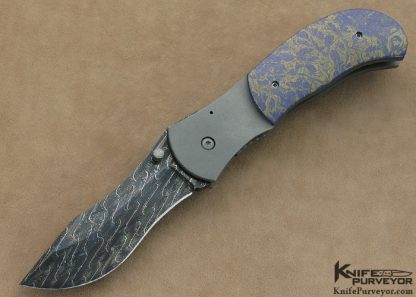 Aaron Frederick Custom Knife Larry Donnelly Damascus & M-3 (Stealth Bomber Skin) Scimitar Framelock