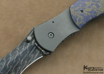 Aaron Frederick Custom Knife Larry Donnelly Damascus & M-3 (Stealth Bomber Skin) Scimitar Framelock - Image 2