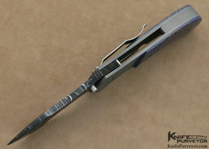 Aaron Frederick Custom Knife Larry Donnelly Damascus & M-3 (Stealth Bomber Skin) Scimitar Framelock - Image 4