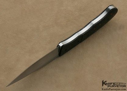 Aaron Frederick Custom Knife Fixed Blade Sole Authorship Damascus Lightning Strike Carbon Fiber with Copper Inlays - Image 6