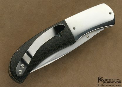 Aaron Fredrick Custom Knife Lightning Strike Carbon Fiber & Fine Silver Linerlock - Image 3