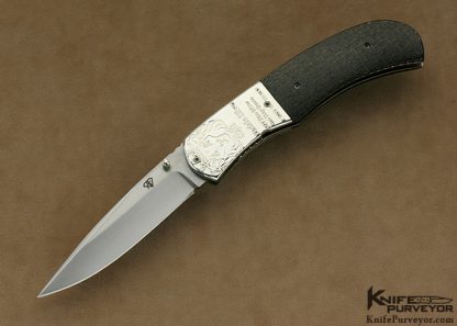 Aaron Fredrick Custom Knife Lightning Strike Carbon Fiber & Fine Silver Linerlock