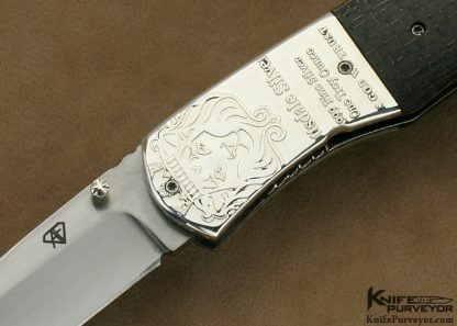 Aaron Fredrick Custom Knife Lightning Strike Carbon Fiber & Fine Silver Linerlock - Image 2