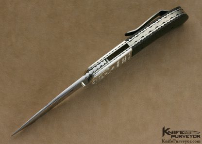 Aaron Fredrick Custom Knife Lightning Strike Carbon Fiber & Fine Silver Linerlock - Image 4