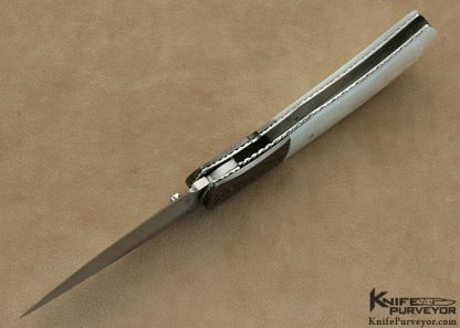 Aaron Fredrick Custom Knife Mother of Pearl Shell & Sole Authorship Damascus Linerlock - Image 5