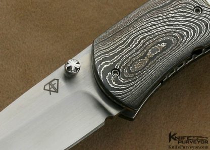 Aaron Fredrick Custom Knife Mother of Pearl Shell & Sole Authorship Damascus Linerlock - Image 2