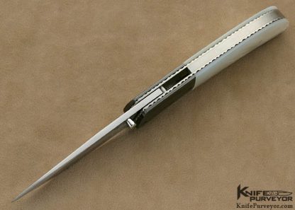 Aaron Fredrick Custom Knife Mother of Pearl Shell & Sole Authorship Damascus Linerlock - Image 4