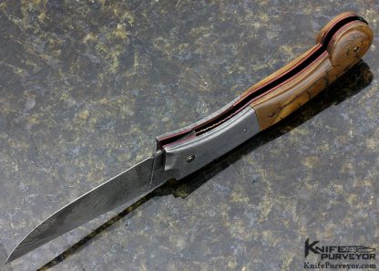 Al Dippold Custom Knife Mammoth and Sole Authorship Damascus Auto - Image 5