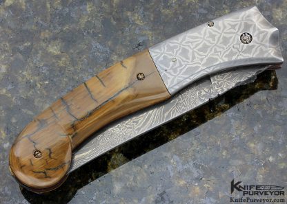 Al Dippold Custom Knife Mammoth and Sole Authorship Damascus Auto - Image 3