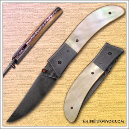 Al Dippold's Custom Knife Goldlip Pearl Linerlock with Sole Authorship Damascus