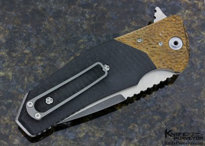 Alan Elishewitz Custom Knife Marbled Carbon Fiber & Textured Bronze "Spatha" Flipper Linerlock - Image 3