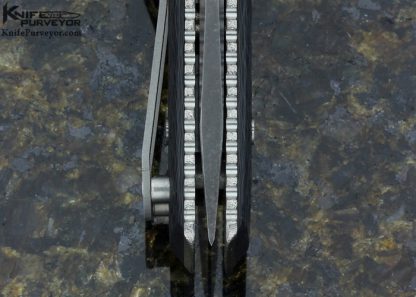 Alan Elishewitz Custom Knife Marbled Carbon Fiber & Textured Bronze "Spatha" Flipper Linerlock - Image 6