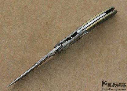 Allen Elishewitz Custom Knife "Silver Fox" with Damasteel Blade and Machined and Guilloched Titanium Framed E-Lock - Image 4