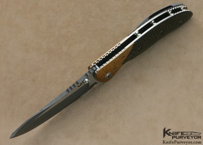 Allen Elishewitz Custom Knife Two-Tone Blade With Bronze And Lightning Strike Carbon Fiber LinerLock - Image 4