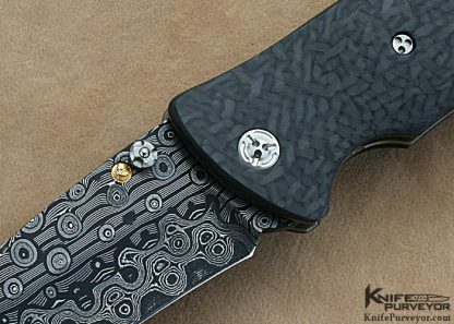 Allen Elishewitz Custom Knives Damascus & Carbon Fiber Linerlock - Image 2
