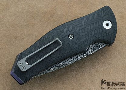 Allen Elishewitz Custom Knives Damascus & Carbon Fiber Linerlock - Image 3