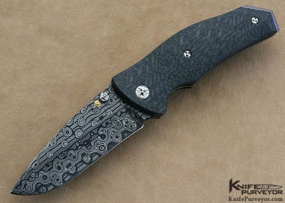 Allen Elishewitz Custom Knives Damascus & Carbon Fiber Linerlock