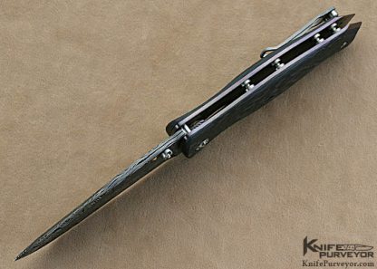 Allen Elishewitz Custom Knives Damascus & Carbon Fiber Linerlock - Image 4
