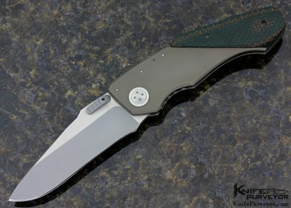 Alan Elishewitz Custom Knife Green Carbon Fiber Overlays Pharaoh Frame Lock