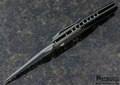 Alan Elishewitz Custom Knife Green Carbon Fiber Overlays Pharaoh Frame Lock - Image 4