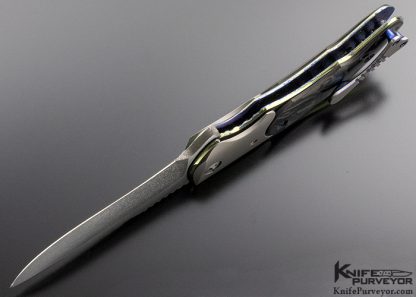 Allen Elishewitz Custom Knife "Silver Fox" Flipper with Black Pearl Carbon Fiber Linerlock - Image 5