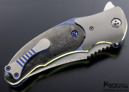 Allen Elishewitz Custom Knife "Silver Fox" Flipper with Black Pearl Carbon Fiber Linerlock - Image 3