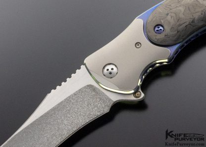 Allen Elishewitz Custom Knife "Silver Fox" Flipper with Black Pearl Carbon Fiber Linerlock - Image 2