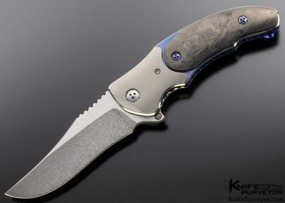 Allen Elishewitz Custom Knife "Silver Fox" Flipper with Black Pearl Carbon Fiber Linerlock
