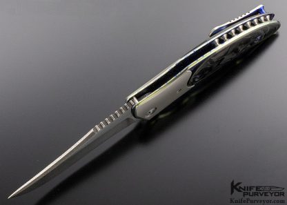 Allen Elishewitz Custom Knife "Silver Fox" Flipper with Black Pearl Carbon Fiber Linerlock - Image 4