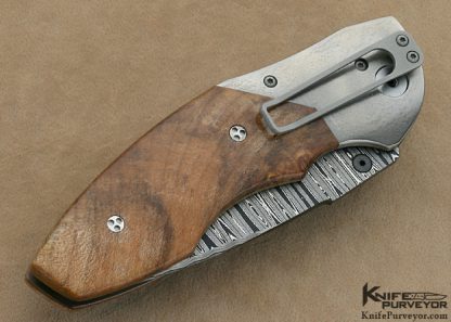 Allen Elishewitz Custom Knives Damascus & Burlwood Linerlock - Image 3