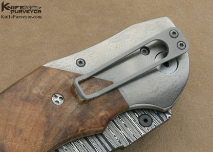 Allen Elishewitz Custom Knives Damascus & Burlwood Linerlock - Image 4