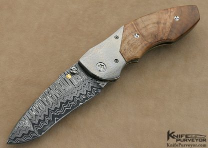 Allen Elishewitz Custom Knives Damascus & Burlwood Linerlock